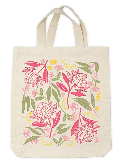 Waratah Whirl Organic Cotton Tote Bag